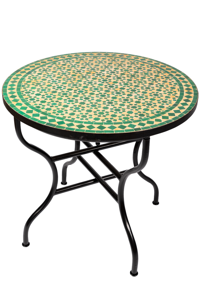 Tavolino a mosaico marocchino Albaicin verde-beige 100 cm | 