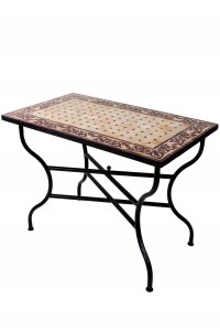 Tavolino marocchino a mosaico Fes Beige Bordeaux 100x60...