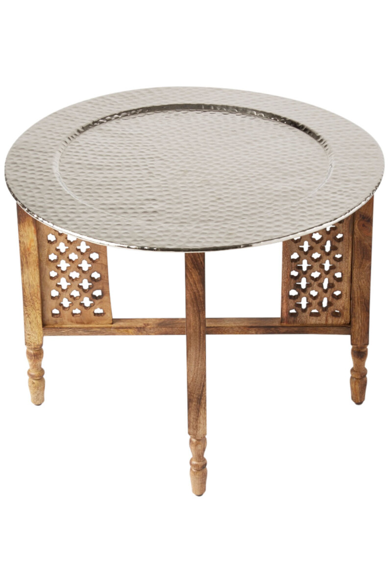 Tavolino orientale Hania argento-marrone 60 cm | in legno e 