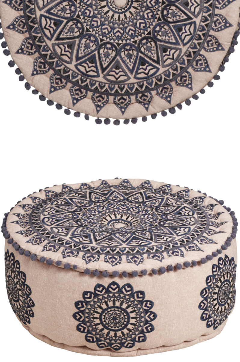 Pouf orientale, sgabello decorativo Aziza, nero
