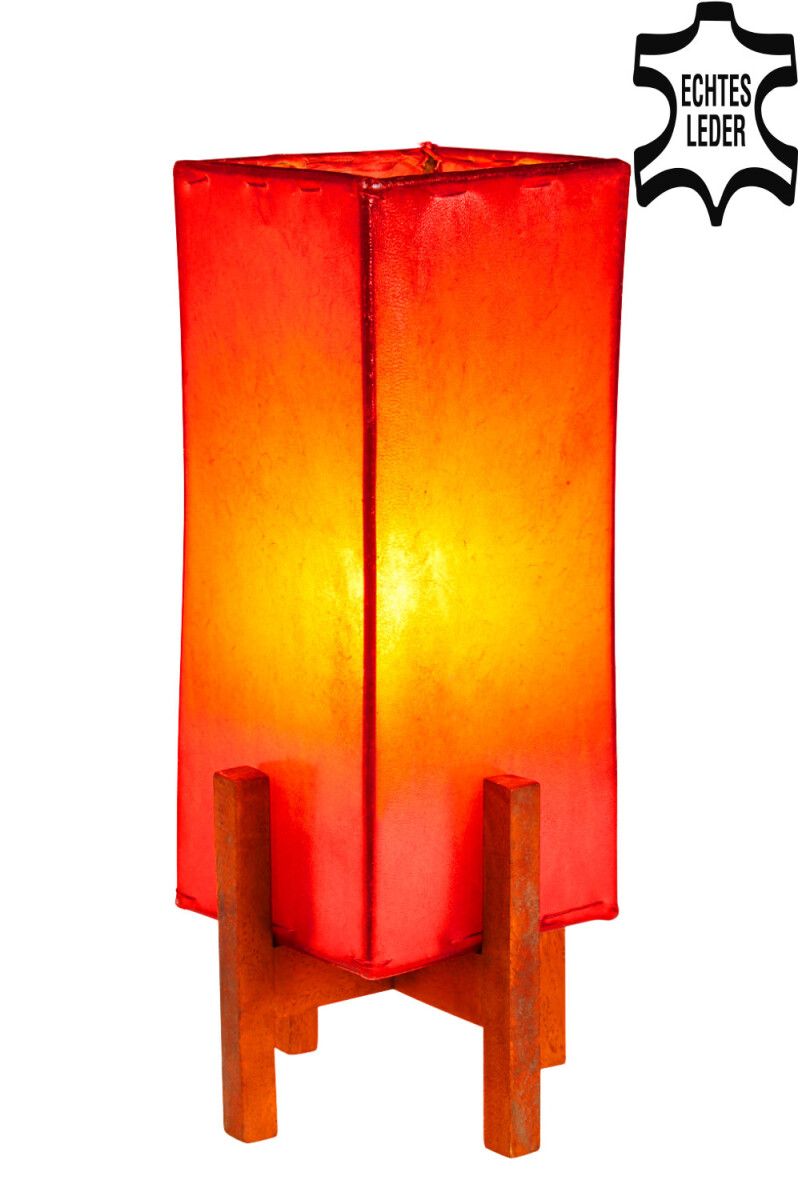 Lampada da tavolo in pelle Janka rossa c box