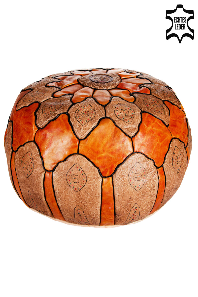 Pouf orientale in pelle Hakam - 60 cm
