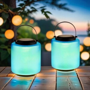 Set da 2 lanterne solari moderne in vetro - Lanterna -...