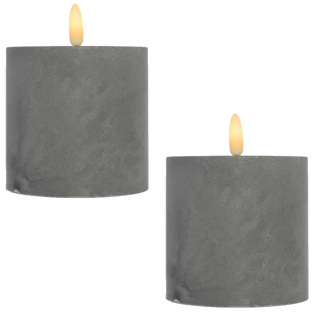 Set da 2 candele a LED in cemento, modello Samod rotondo
