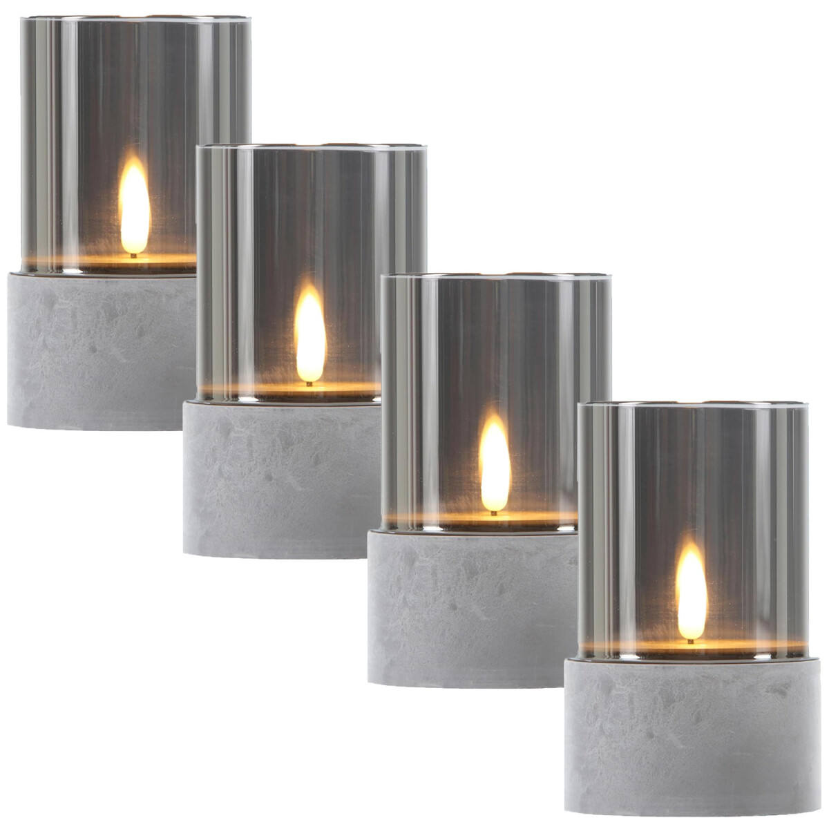 Set da 4 lanterne a LED in vetro, grigio, Kalio
