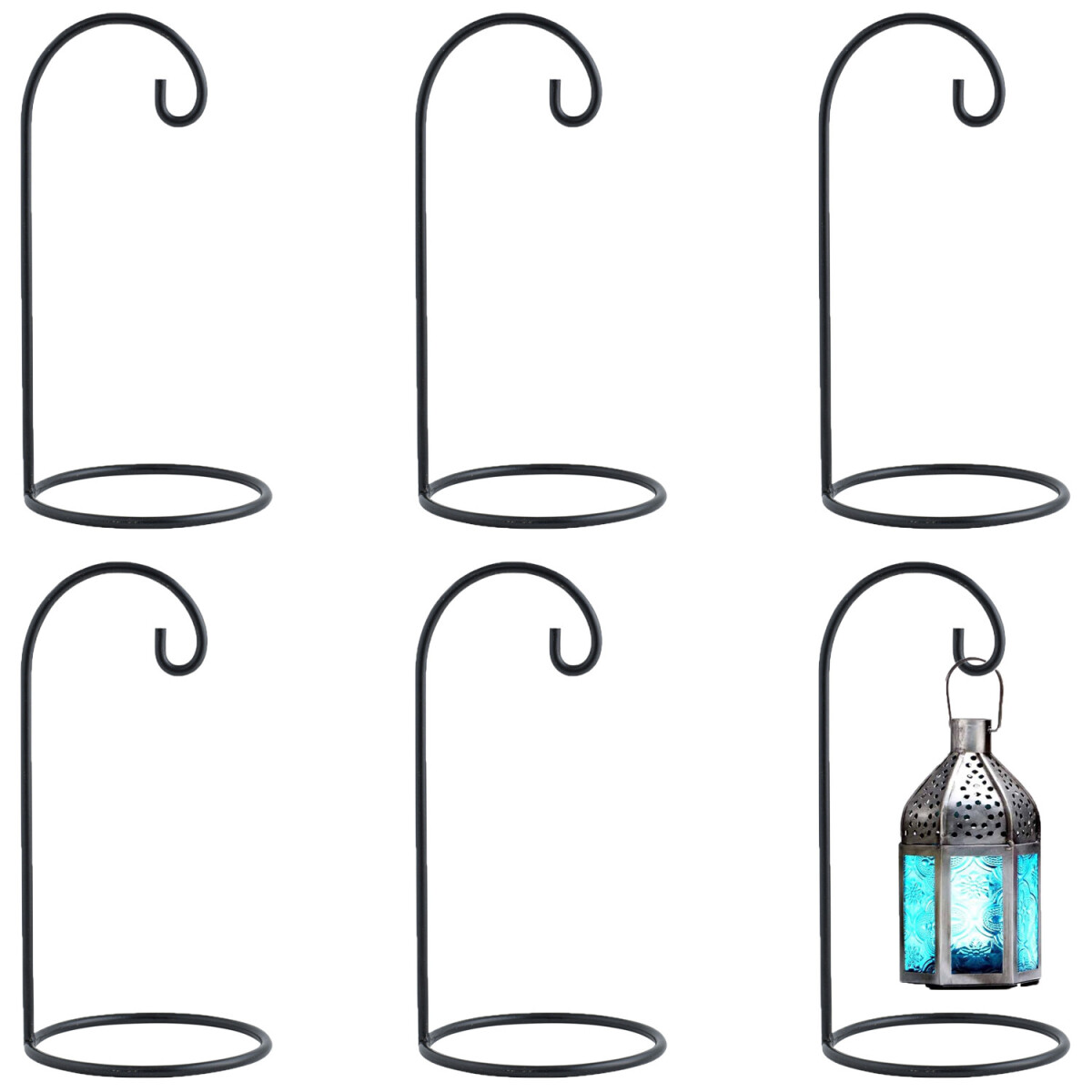 Set da 6 supporti per lanterne Buno, nero, grandi