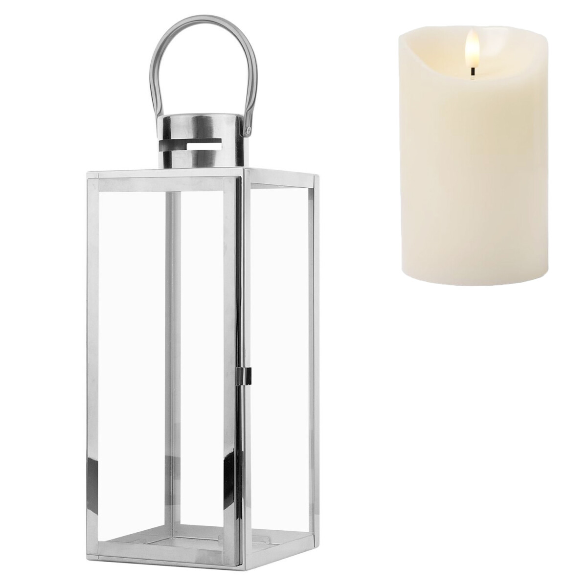 Lanterna a LED da giardino Jarda argento 39 cm