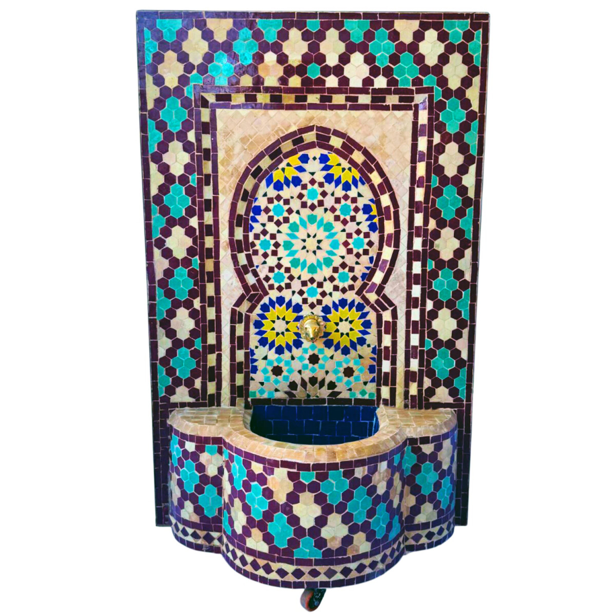 Fontana da giardino marocchina a mosaico 115 cm | Fontana da