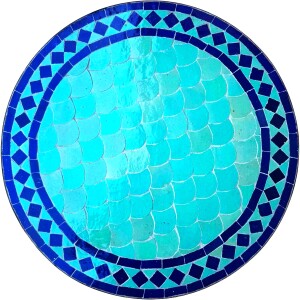 Tavolino marocchino a mosaico Marrakech blu-turchese...