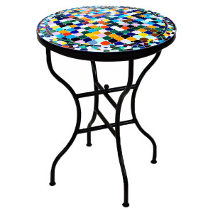 Tavolino marocchino a mosaico Marrakech Colorato 100 cm |...