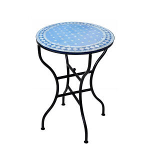 Tavolino a mosaico marocchino Marrakech Blu Ø60 cm...