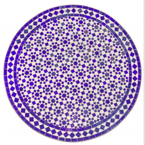 Tavolino a mosaico marocchino Albaicin beige e blu 100 cm...