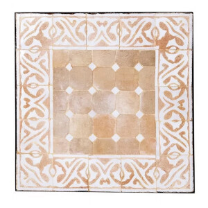 Tavolino marocchino a mosaico Fes beige-bianco...