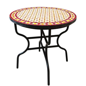 Tavolino marocchino a mosaico Giralda Beige Bordeaux...
