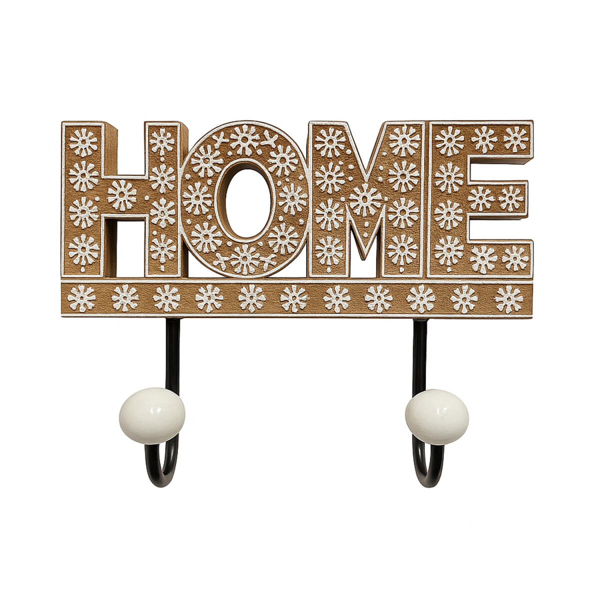 Ganci da parete HOME in legno con bottoni in ceramica | Mensola decorativa per il corridoio, 18 cm