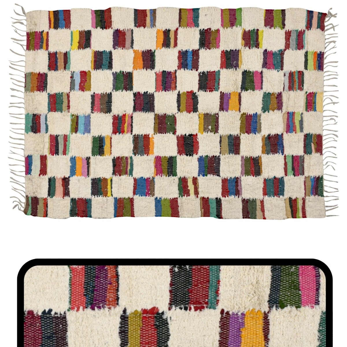Tappeto Calliou 120x180 cm | Tappeto boho in cotone tessuto a mano, multicolore