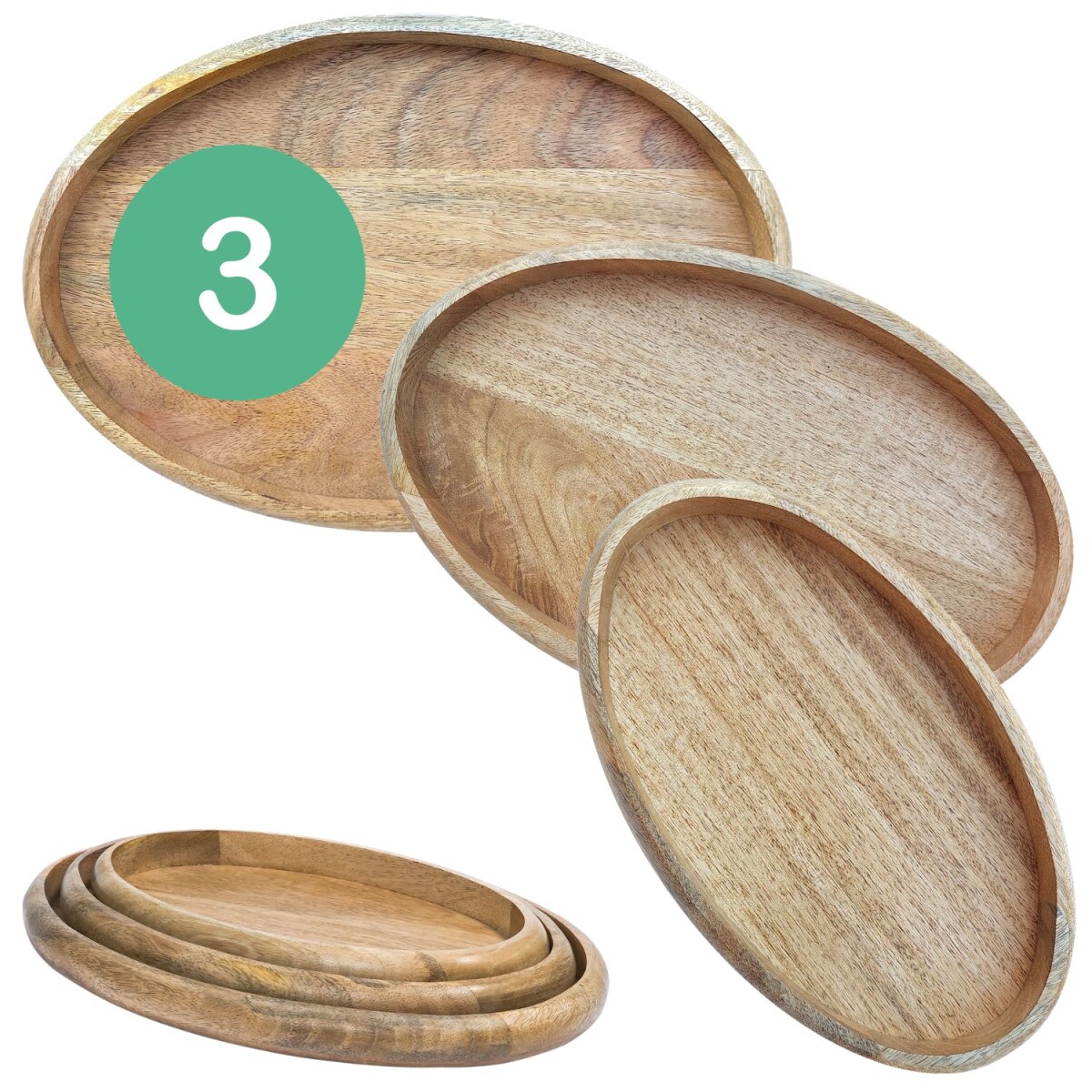 Set di 3 vassoi ovali Cagdas | Vassoi da box