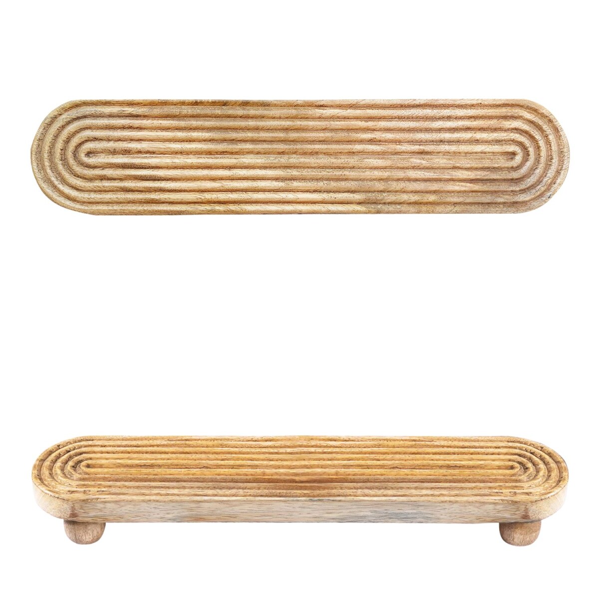Vassoio portacandele Cailin | Vassoio decorativo ovale in legno di mango, 45 cm