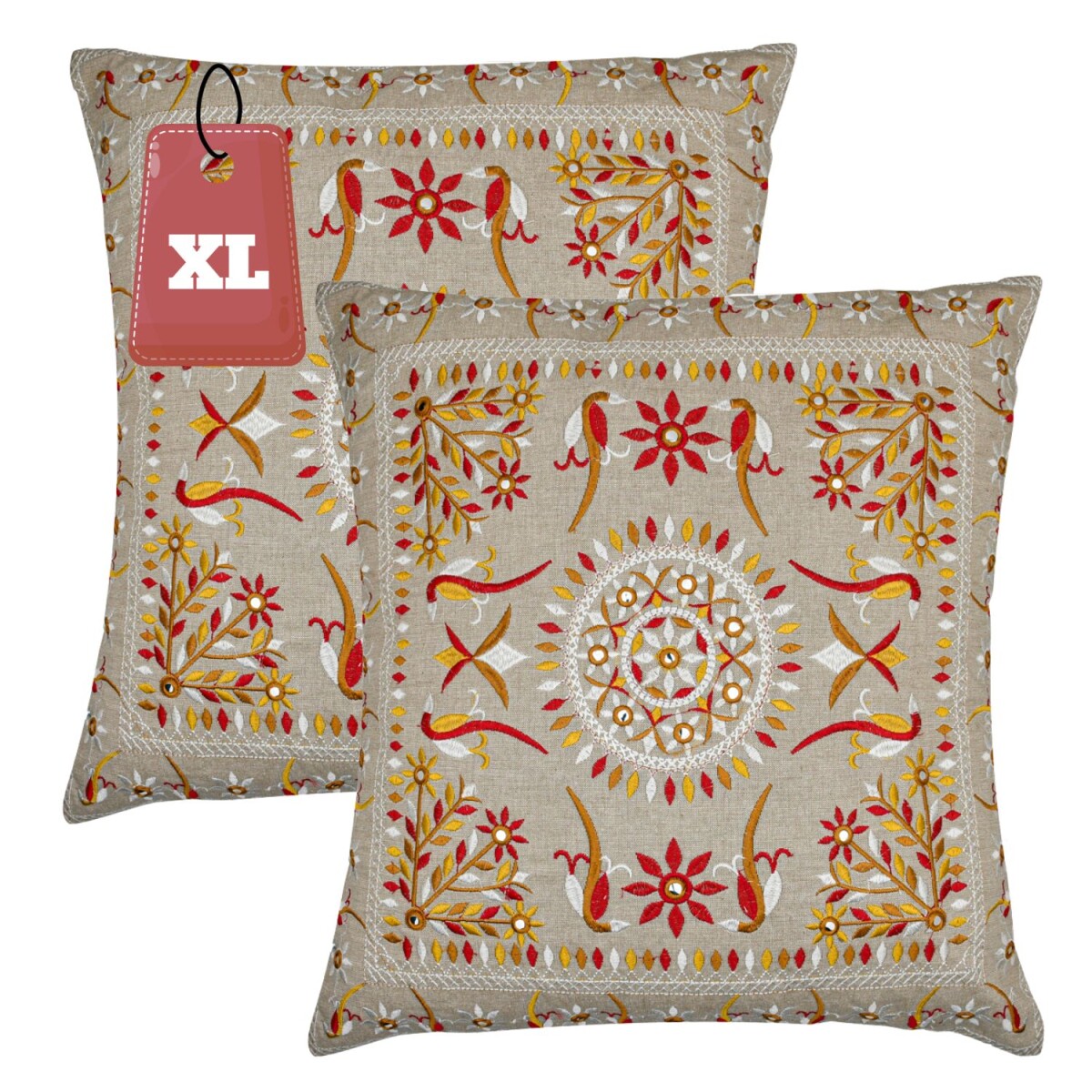 Set di 2 federe fatte a mano Lodge Rosso 50x50 cm | Decorazi