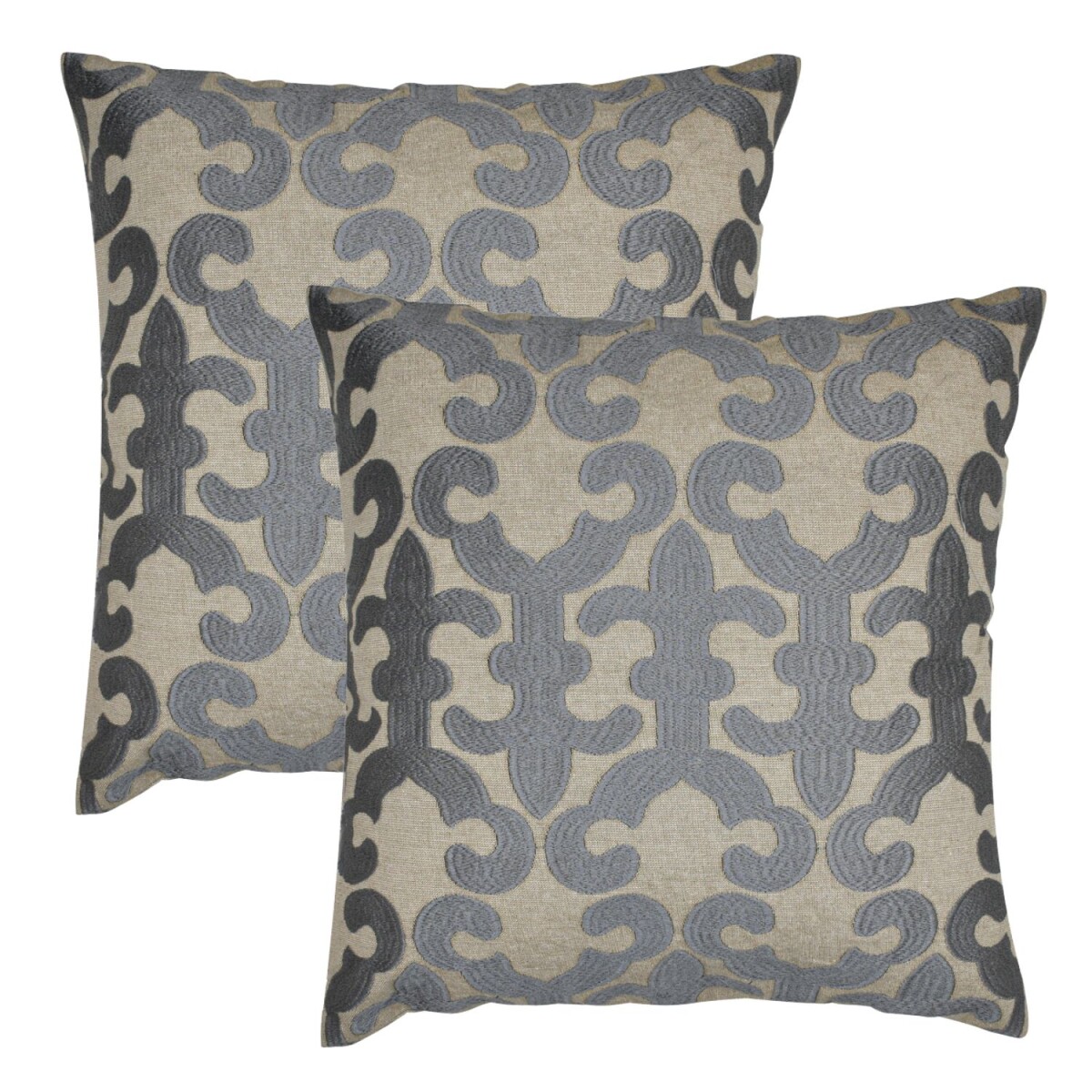 Set da 2 federe fatte a mano Kayon Grigio 40x40 cm | Decoraz