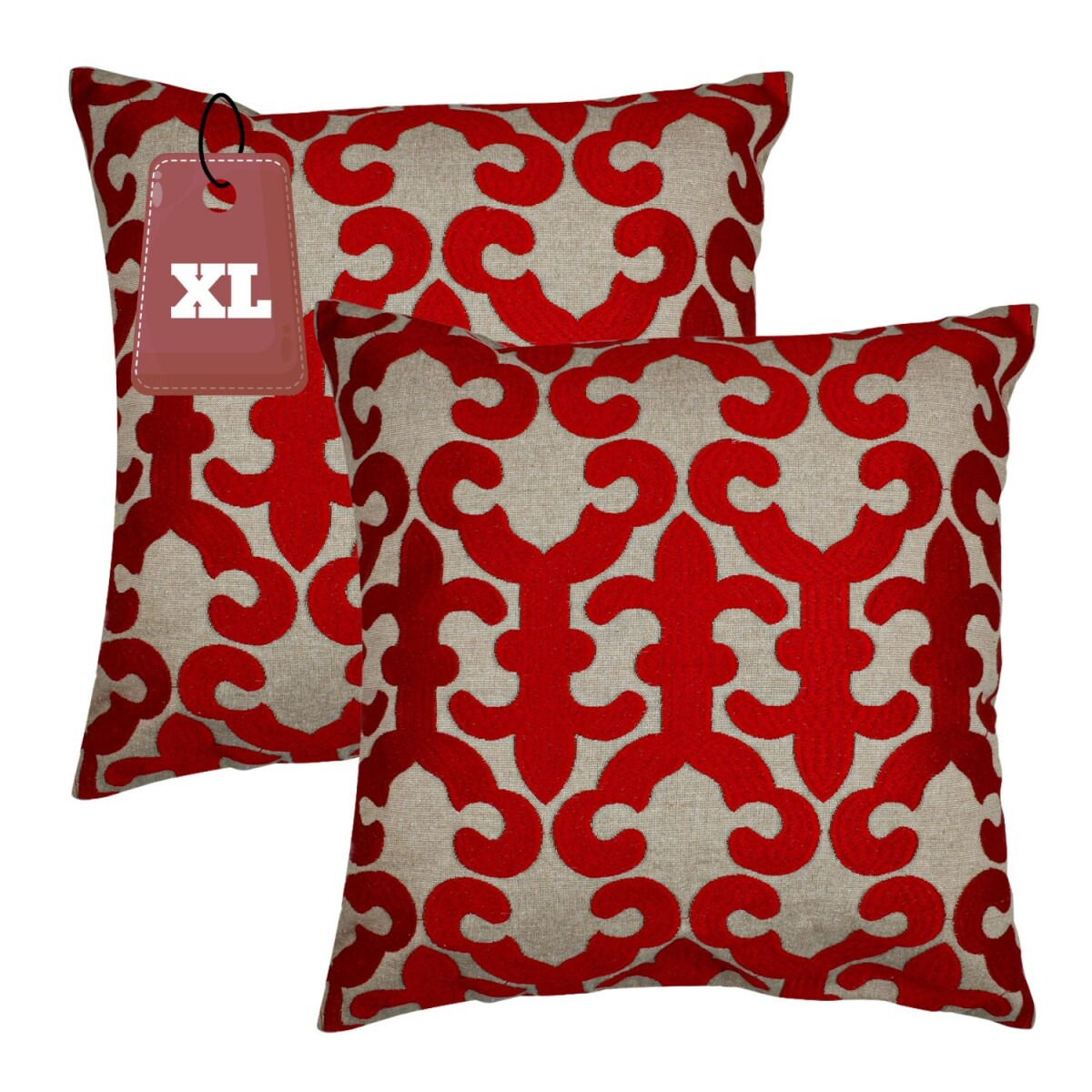 Set da 2 federe fatte a mano Kayon Rosso 50x50 cm | Decorazi