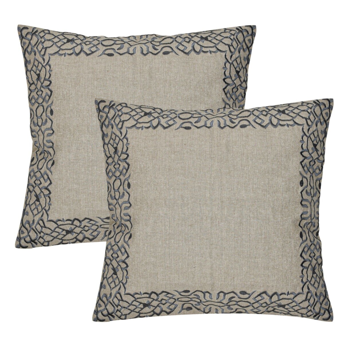 Set da 2 federe fatte a mano Frisia Grigio 40x40 cm | Decora
