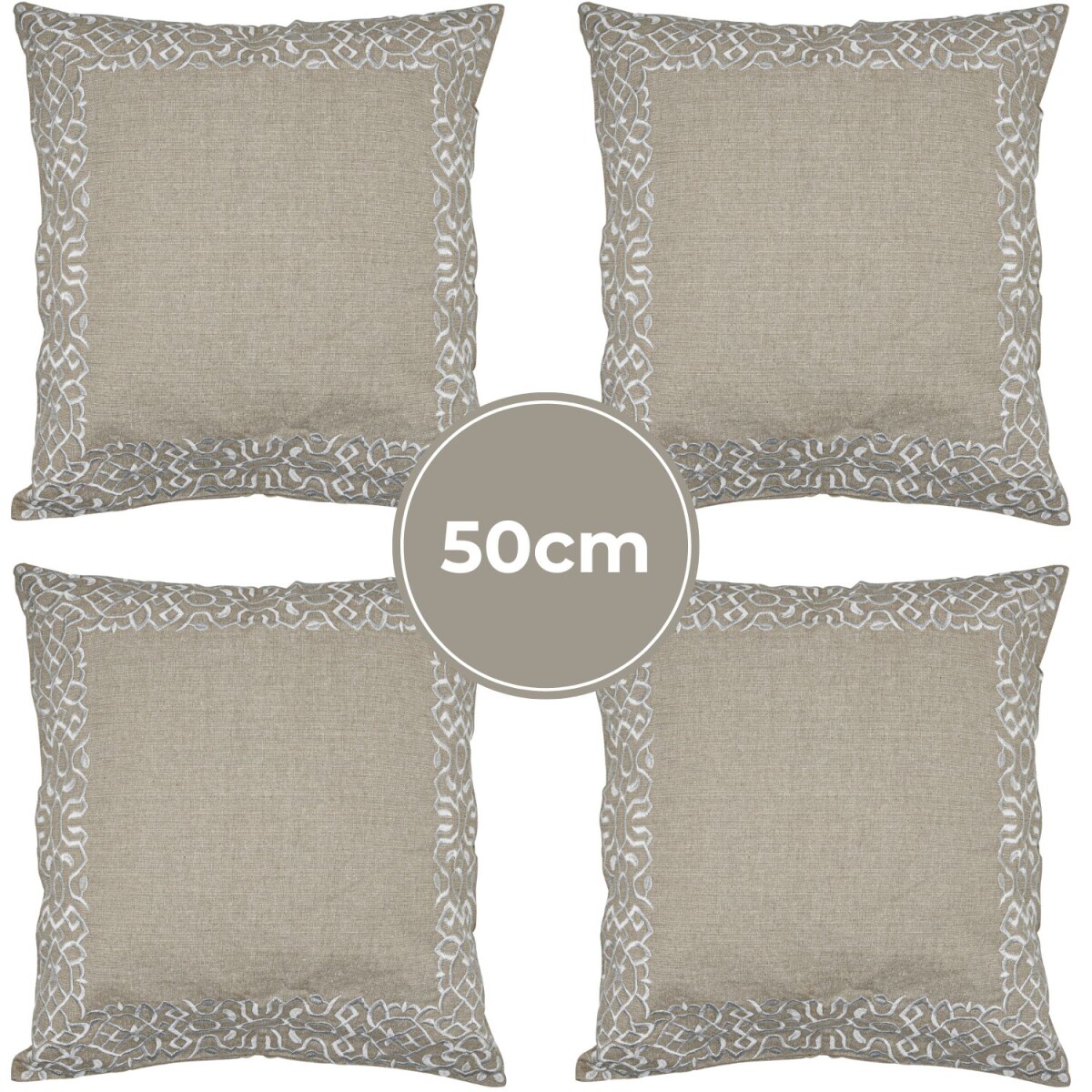 Set di 4 federe fatte a mano Frisia Bianco 50x50 cm | Decora