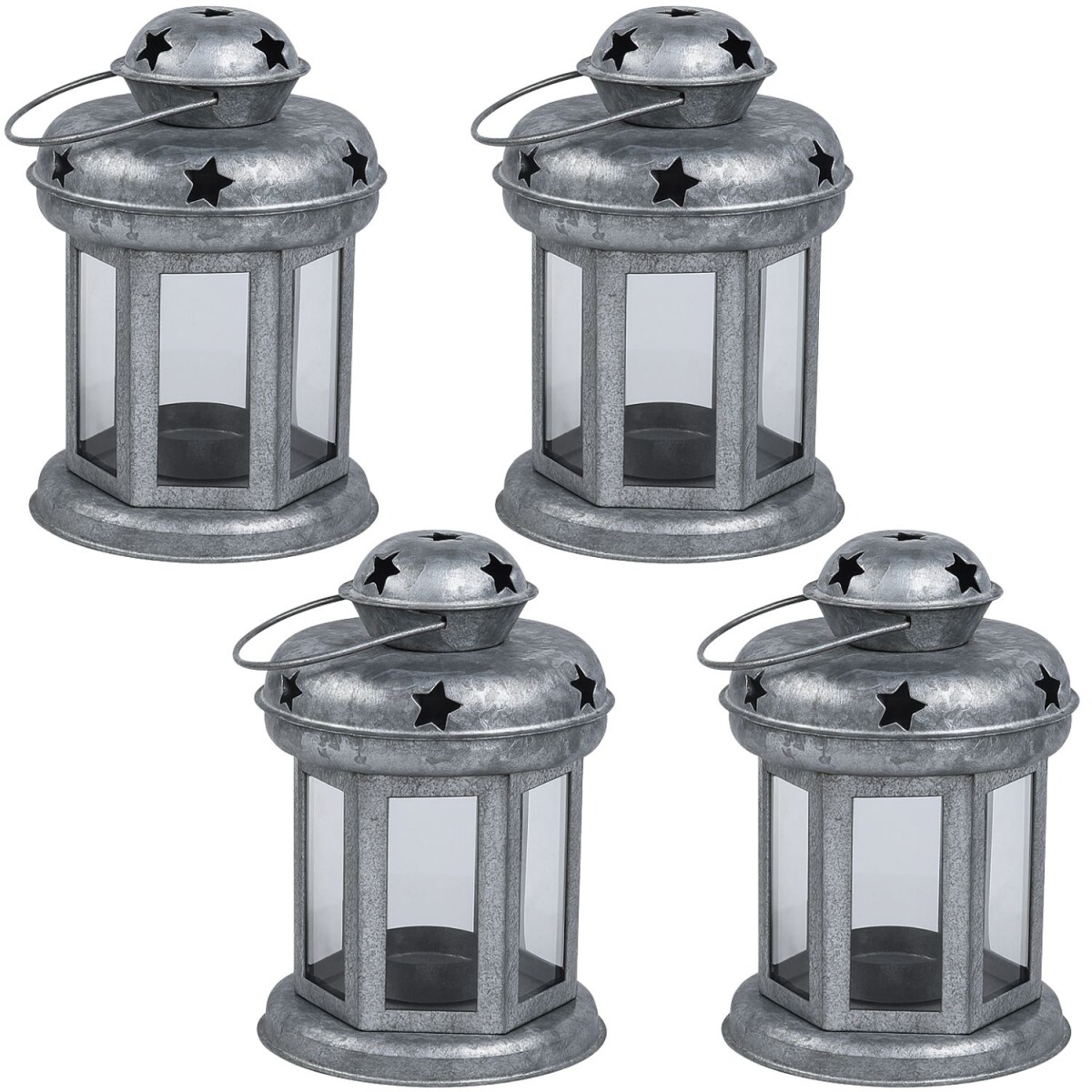 Set da 4 lanterne Eolea zincate da 15 cm | Portacandeline co