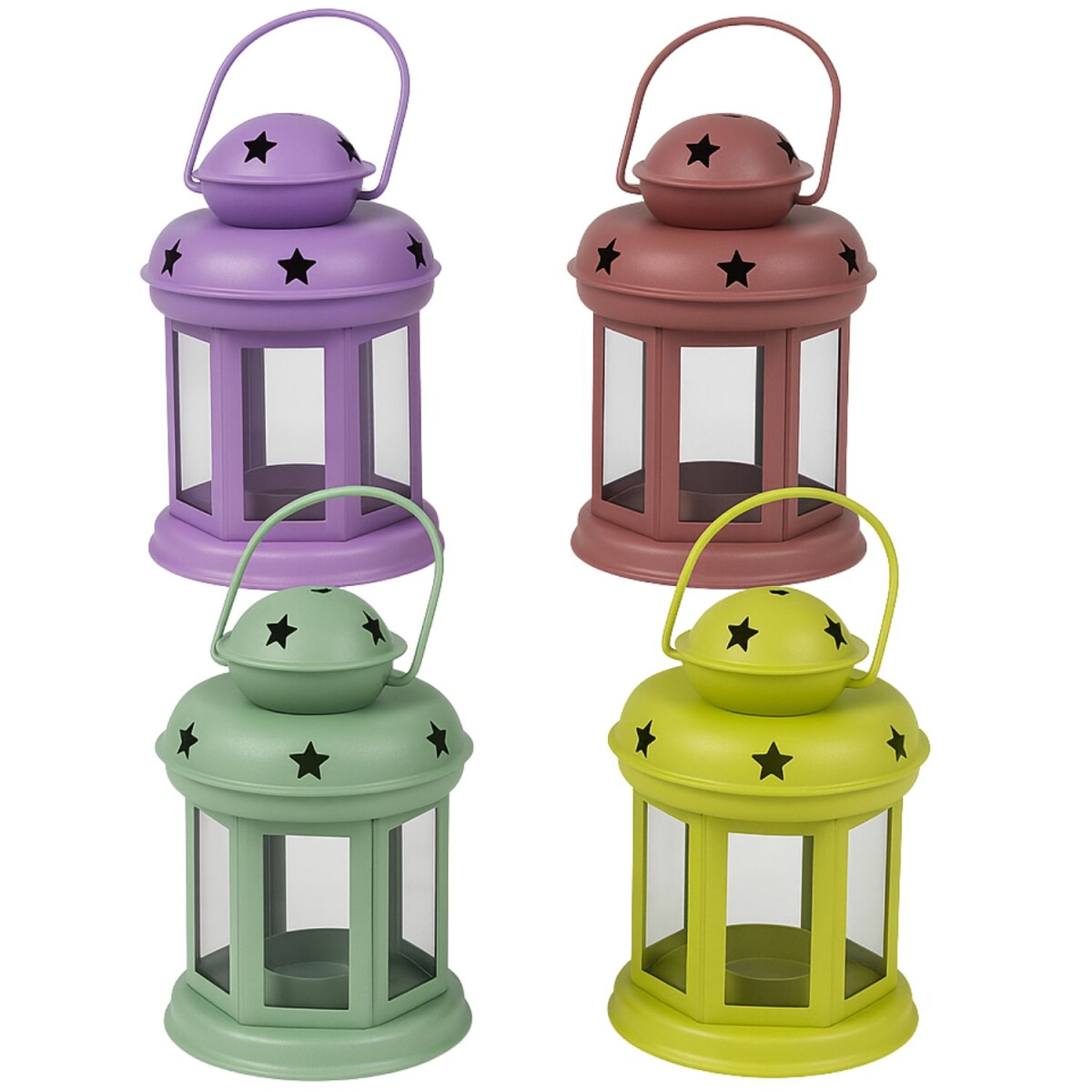 Set da 4 lanterne Eolea colorate da 15 cm | Portacandeline i