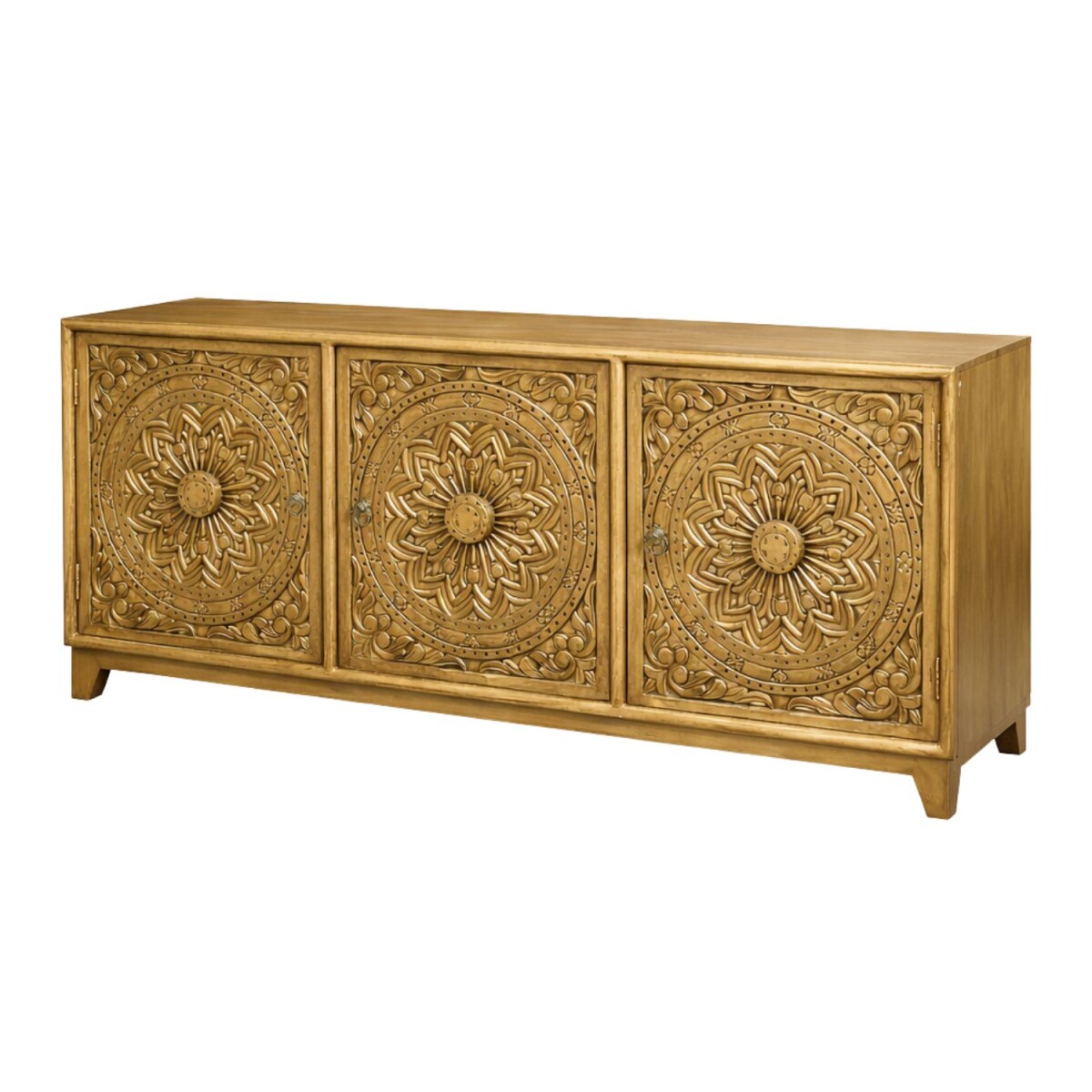 Credenza Reva in legno massello intagliata a mano, stile boh