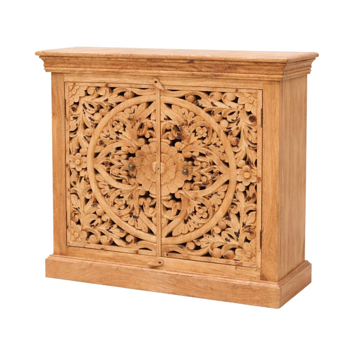Comodà Saholy in legno massello intagliato a mano, st