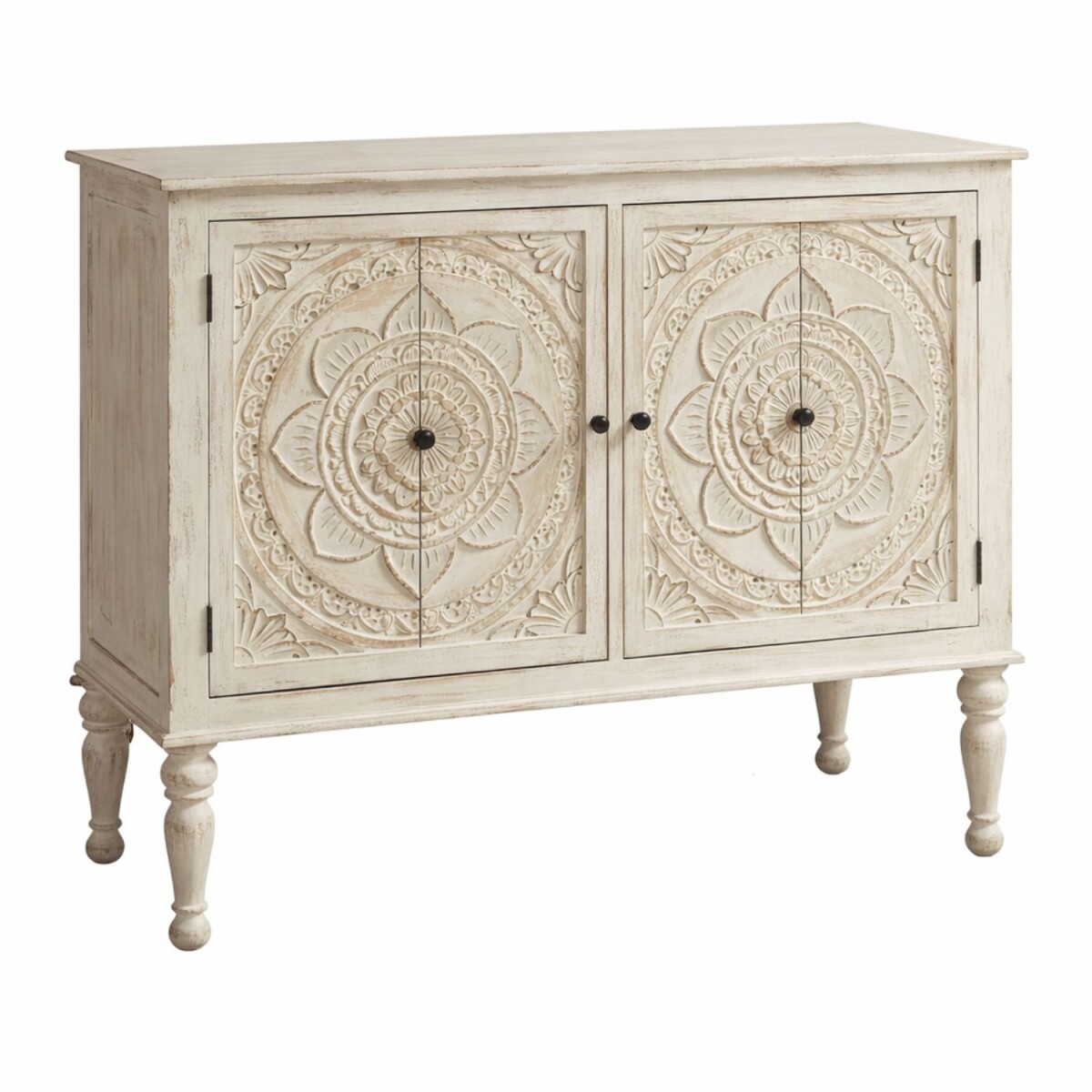 Comodino Vanaja in legno massello intagl box