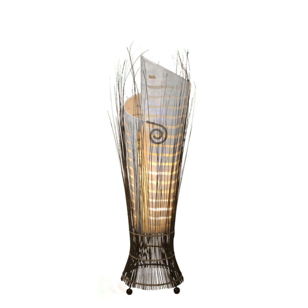 Lampada da terra Yuni bianca 100 cm in resina Capiz, stile b