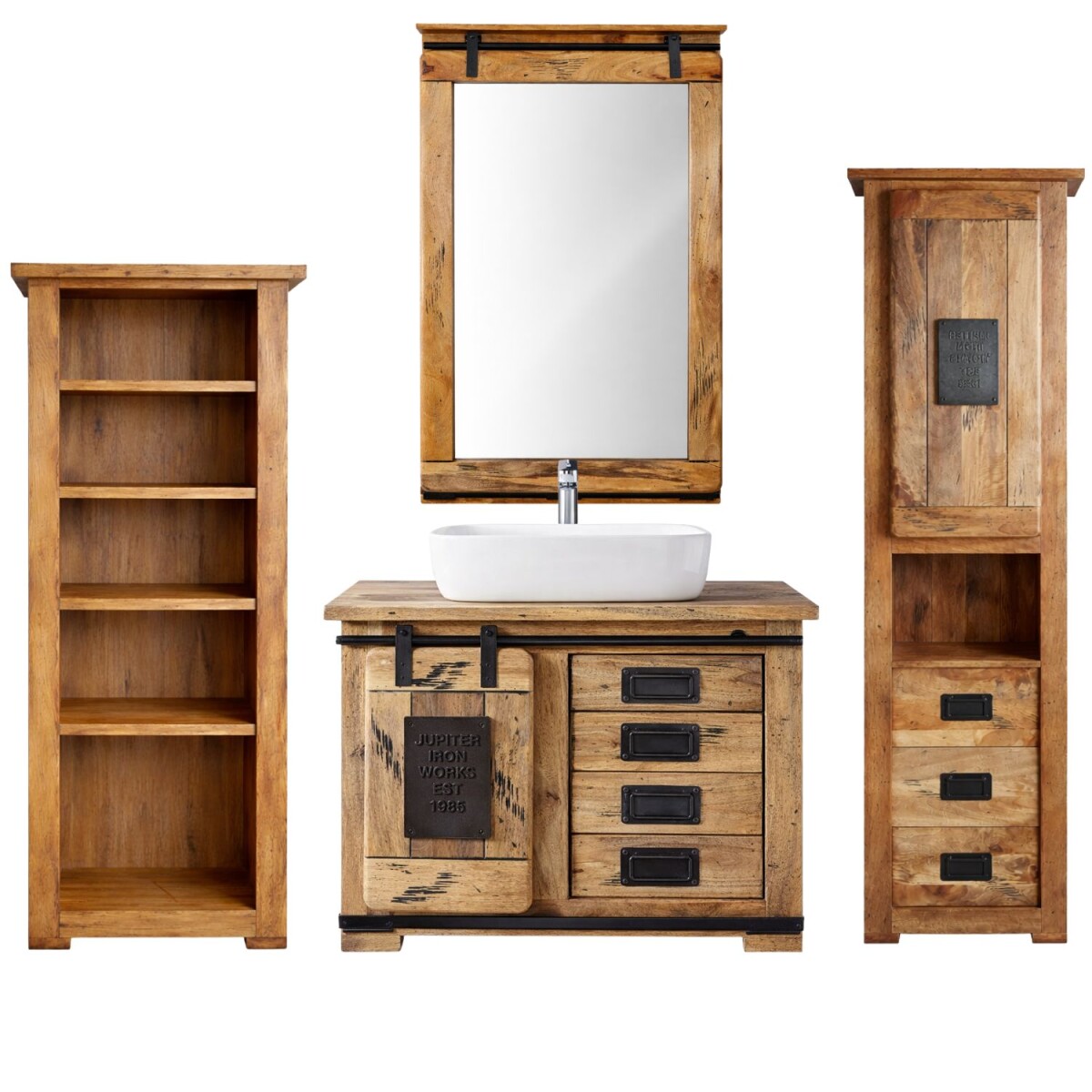 Set da 4 mobili da bagno EFGH in stile industriale vintage i