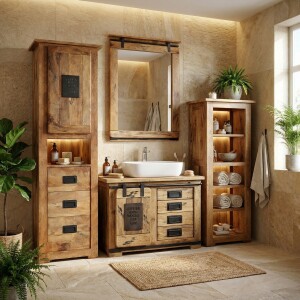 Set da 4 mobili da bagno EFGH in stile industriale...