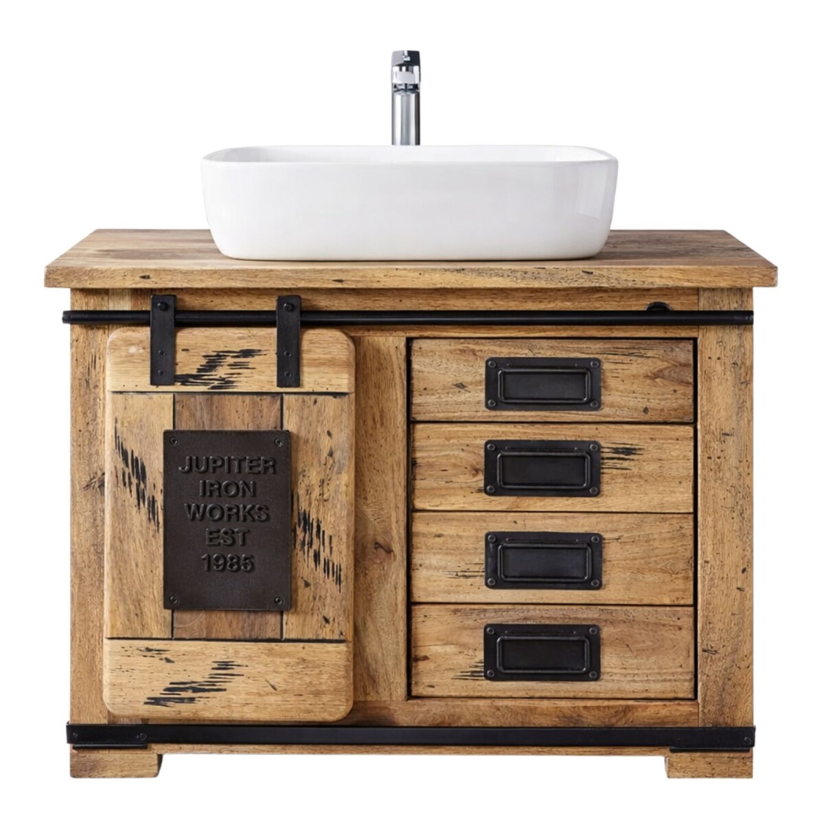 Mobile sottolavabo EFGH Industrial Vintage in legno massello