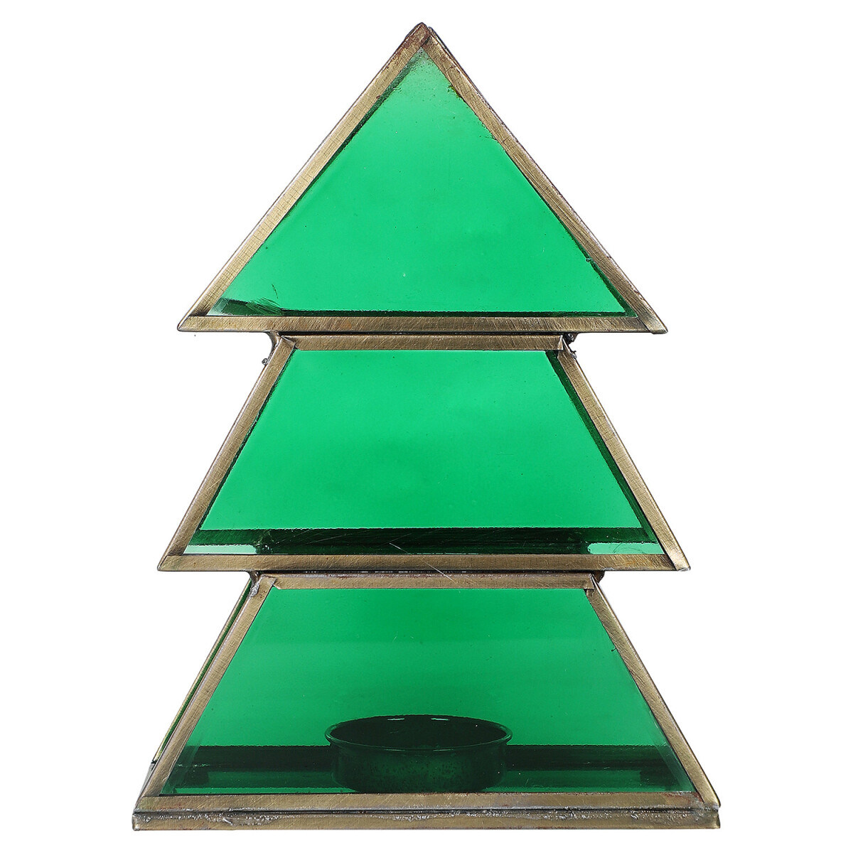 Portacandela a forma di albero di Natale, 17 cm, verde, in v