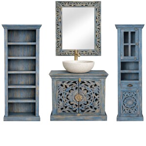 Set da 4 mobili da bagno Kirpal blu in stile orientale in...