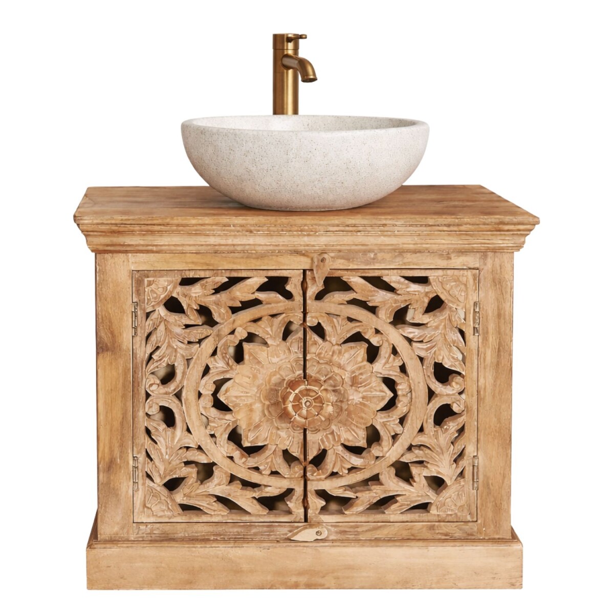 Mobile sottolavabo Kirpal Natur in stile orientale, legno ma