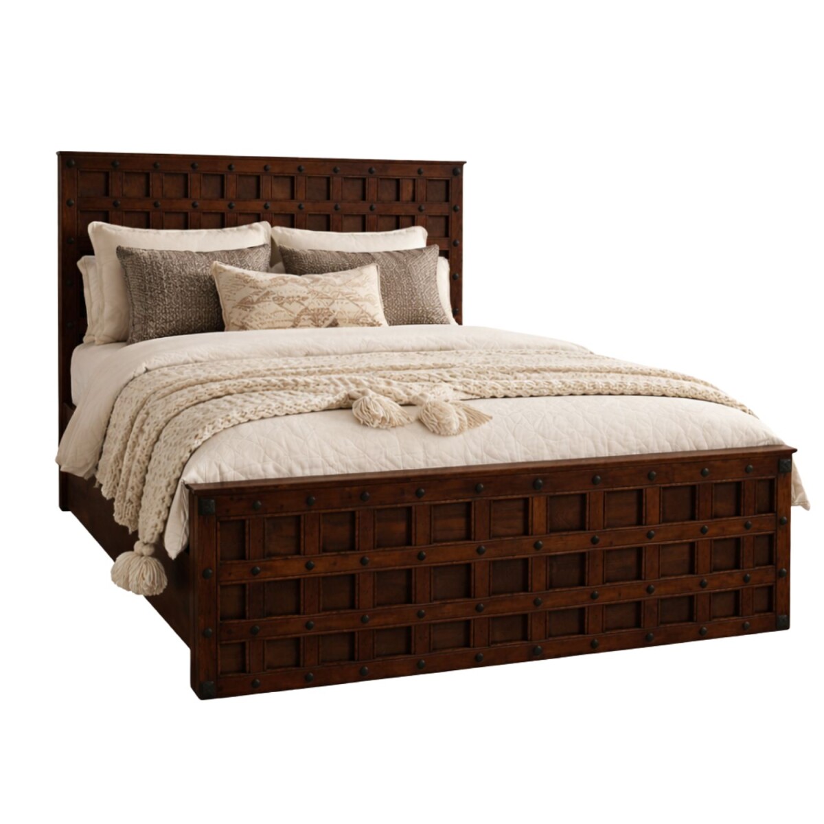 Letto matrimoniale in legno massello Lapaz marrone scuro 180
