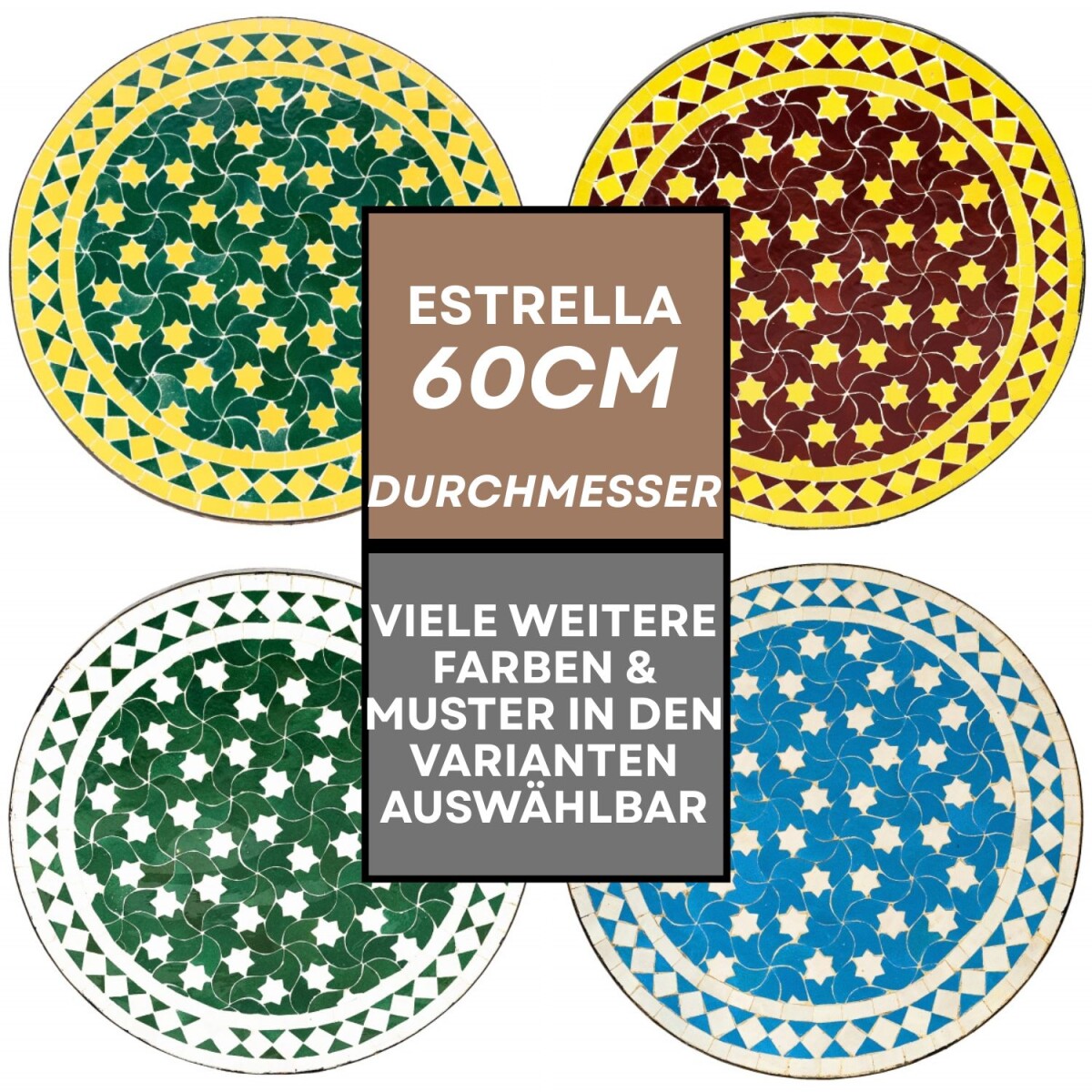 Tavolino marocchino a mosaico Estrella Ø60 cm | Reali