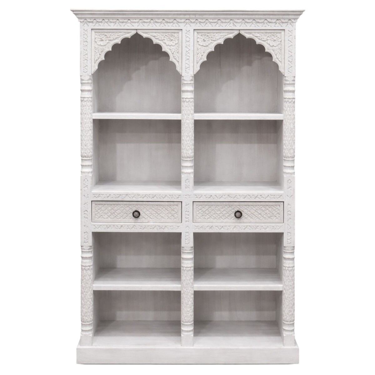 Libreria Rekha bianca 195 cm in legno massello stile boho