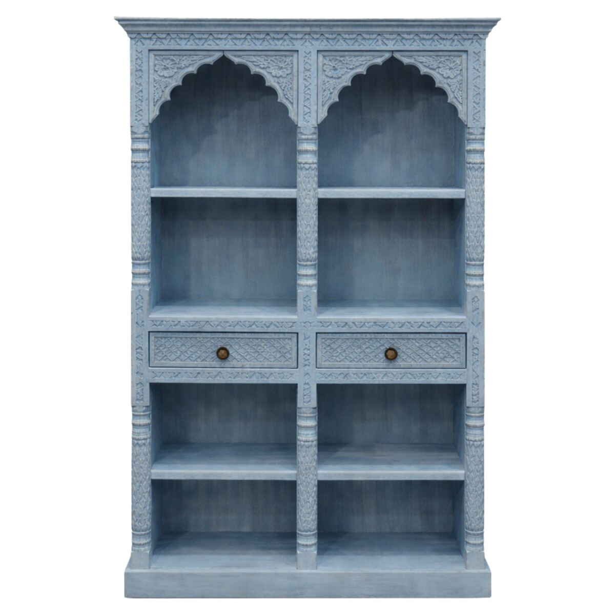 Libreria Rekha blu 195 cm in legno massello stile boho