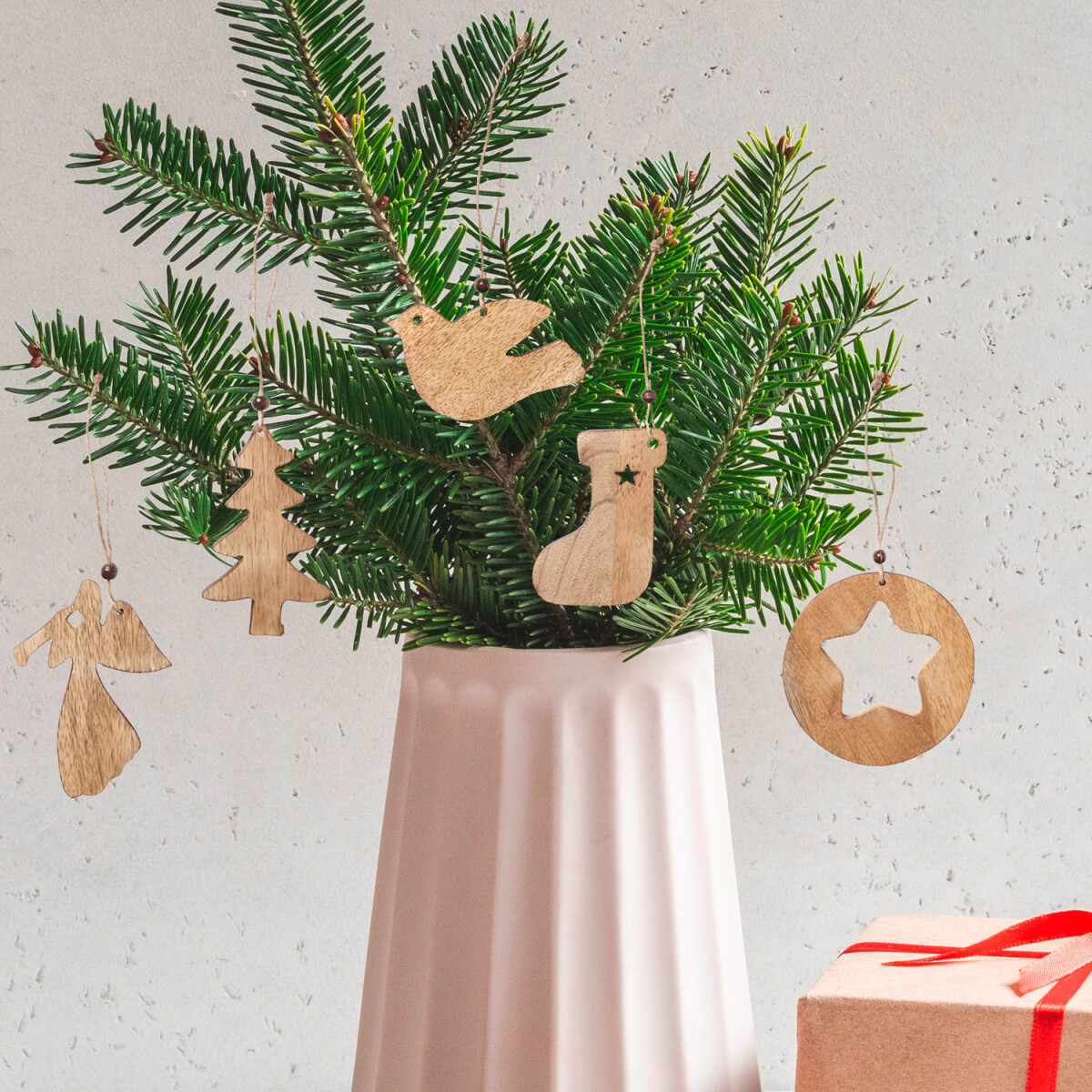 Set da 5 decorazioni natalizie in legno