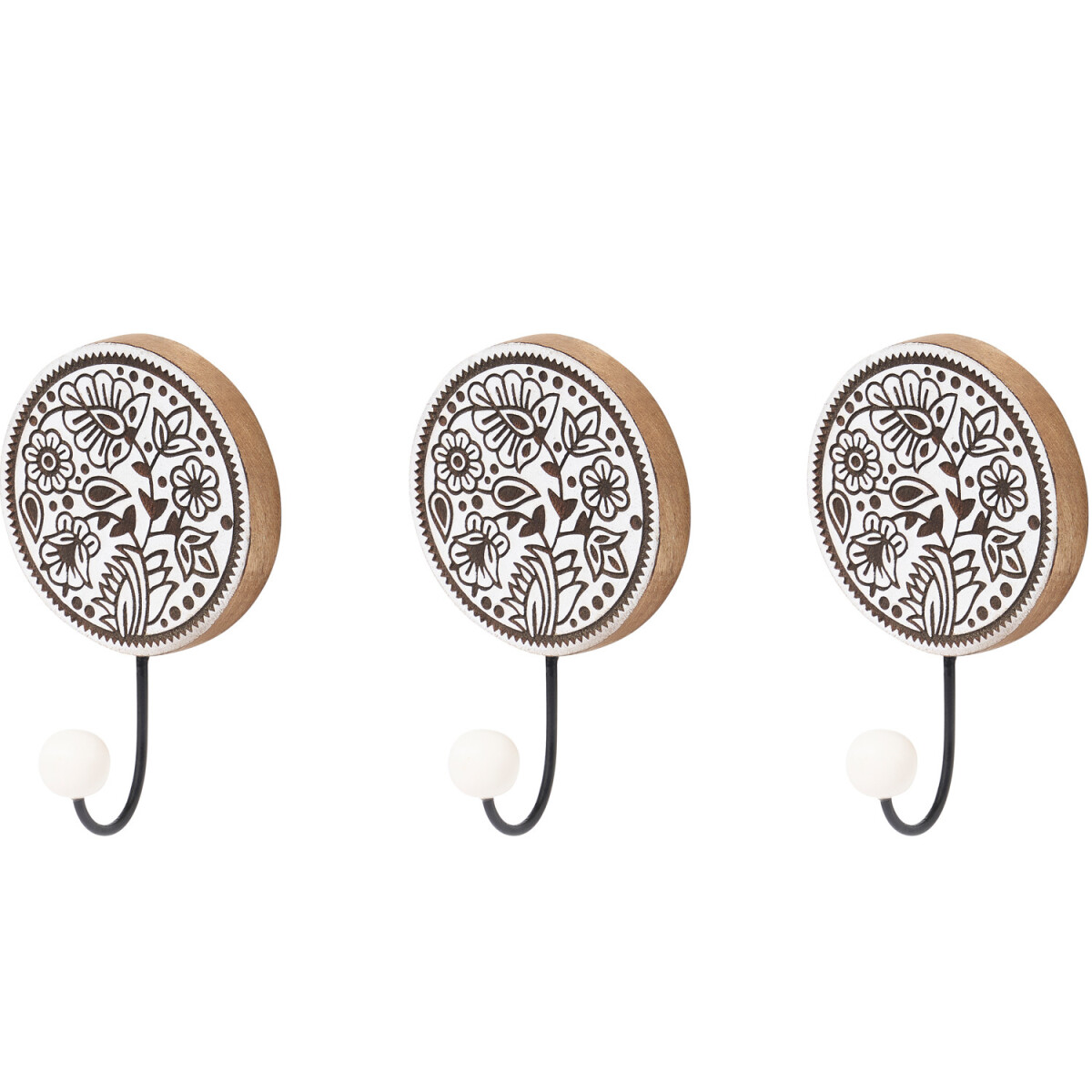 Set da 3 ganci da parete in stile orientale Hares -1-