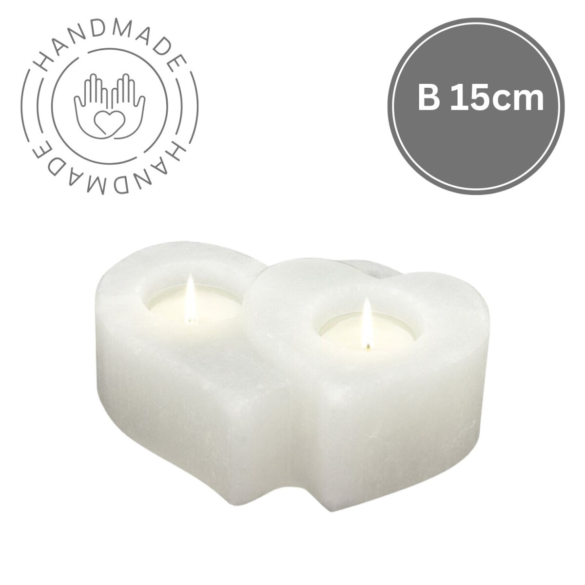 Portacandela in cristallo di sale TWIN HEART White Line | Re