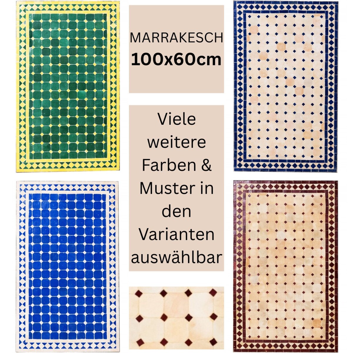 Tavolino marocchino con mosaico Marrakech 100x60 cm | Realiz