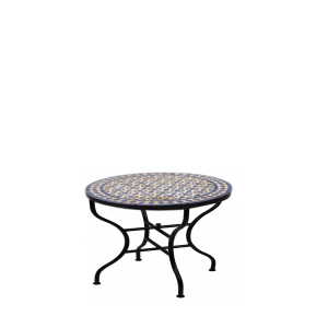 Tavolino marocchino a mosaico Albaicin beige e blu,...