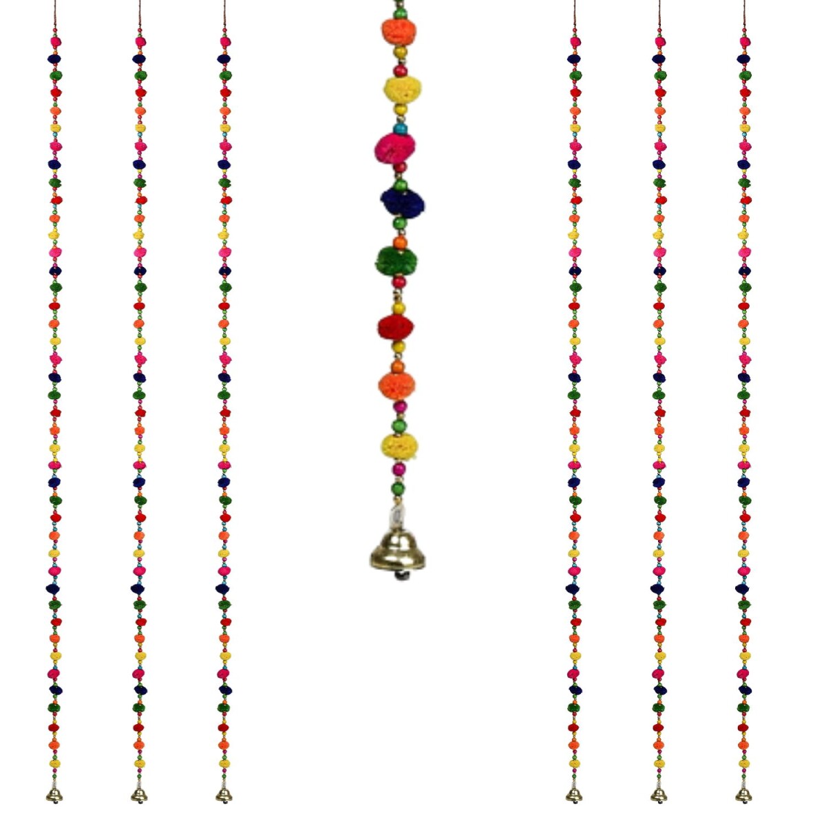 6er Set Dekoaufh&auml;nger Pom Pom Bunt mit...