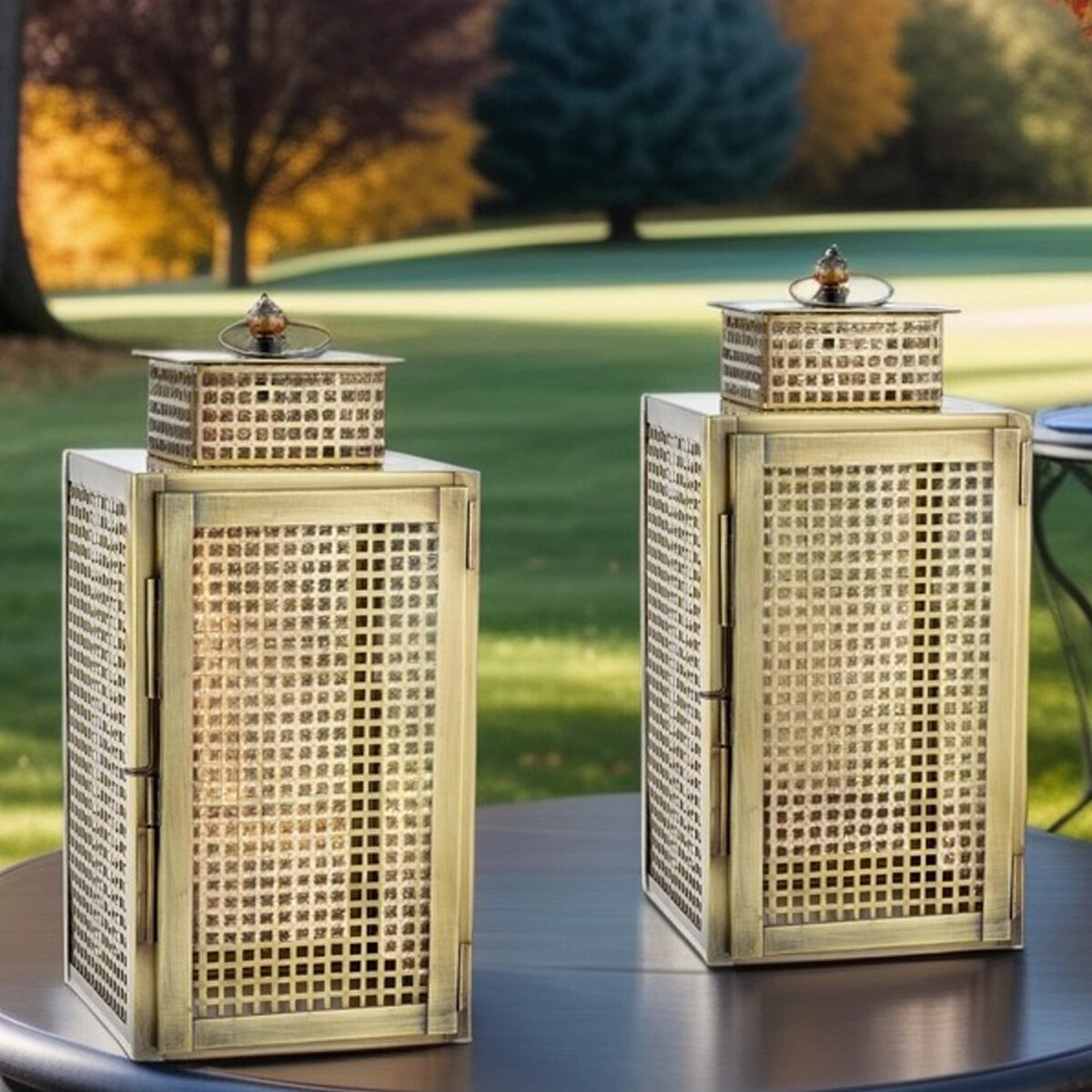 Set da 2 lanterne da giardino vintage, l box